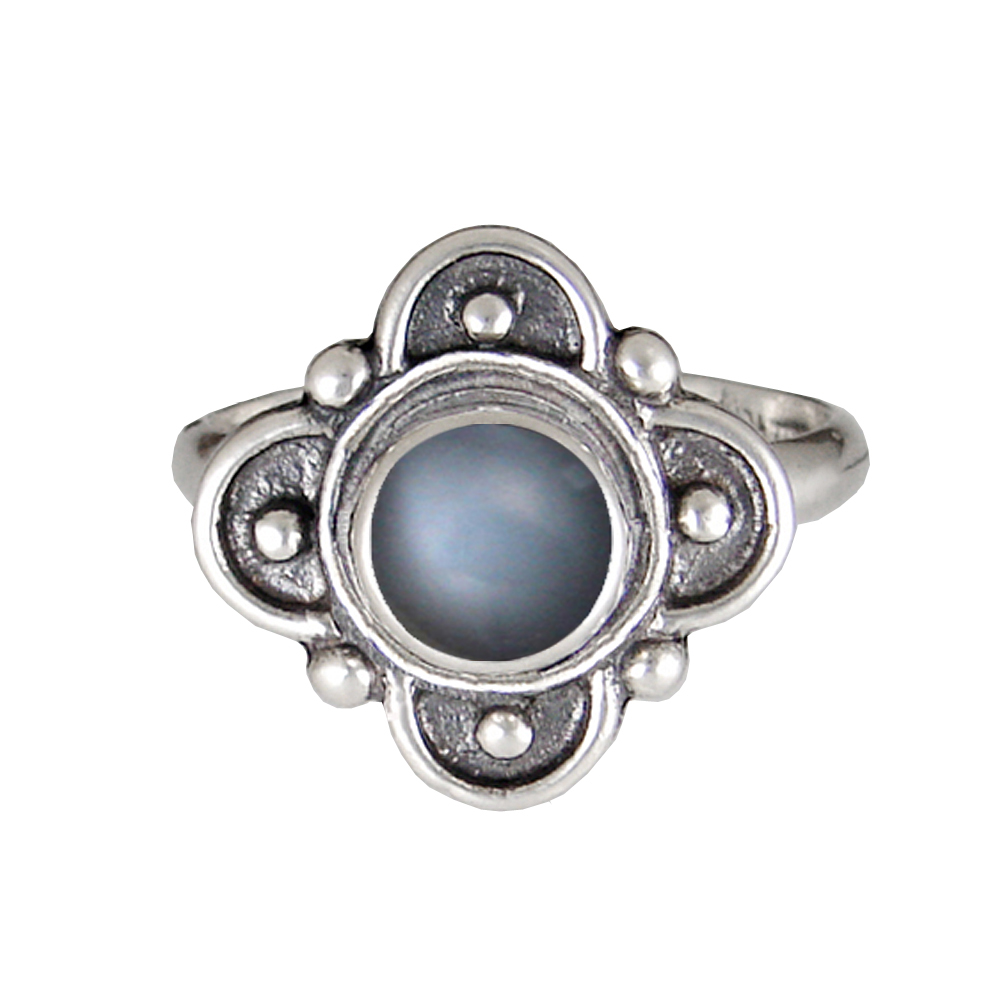 Sterling Silver Gemstone Ring With Grey Moonstone Size 8